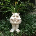 thumbnail image 2 of Homestyles Antique White Sister Suzy Q the Muggly Face Humorous Statue Planter Pot, 2 of 6