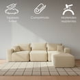 thumbnail image 3 of Ilios Innova | Sala Modular Catania de 4 Piezas, Relleno de Espuma, Tela Chenille Acanalada Beige, Diseño Minimalista Configurable con Taburete, 3 of 9