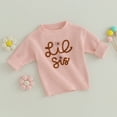 thumbnail image 7 of Okbabeha Toddler Baby Girl Chunky Sweater Romper Onesie Knit Big/Lil Sis Embroidered Sweatshirt Sister Matching Outfit, 7 of 7