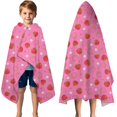 thumbnail image 3 of Strawberry Plants Fruit Flower Pink Pattern Hooded Bath Towel，50"x30" for Ages 3 To 12 Kids, Quick Dry Lightweight Soft Microfiber Hood Beach Towel Cover Up for Kids, 3 of 7