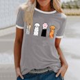thumbnail image 2 of Gibobby Casual Playera de Manga Corta para Mujer Blusa informal con cuello redondo para mujer, camiseta manga corta con estampado rasguños en color, camiseta vacaci(Gris,M), 2 of 4