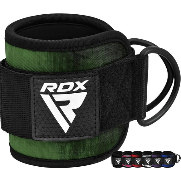 RDX Ankle Straps for Cable Machines – 7MM Neoprene Padded 10"x4" Adjustable Gym Cuffs with Dual D-Rings – Weight Attachments for Wrist Glutes Leg Kickbacks Hip Abduction Strength Workouts – Men Women
