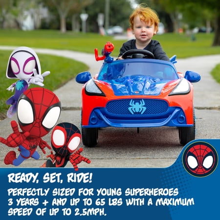 DYNACRAFT SPIDER-MAN 6V SUPER CAR, BATTERY POWERED RIDE-ON WITH LIGHTS AND SOUNDS, 1 COUNT