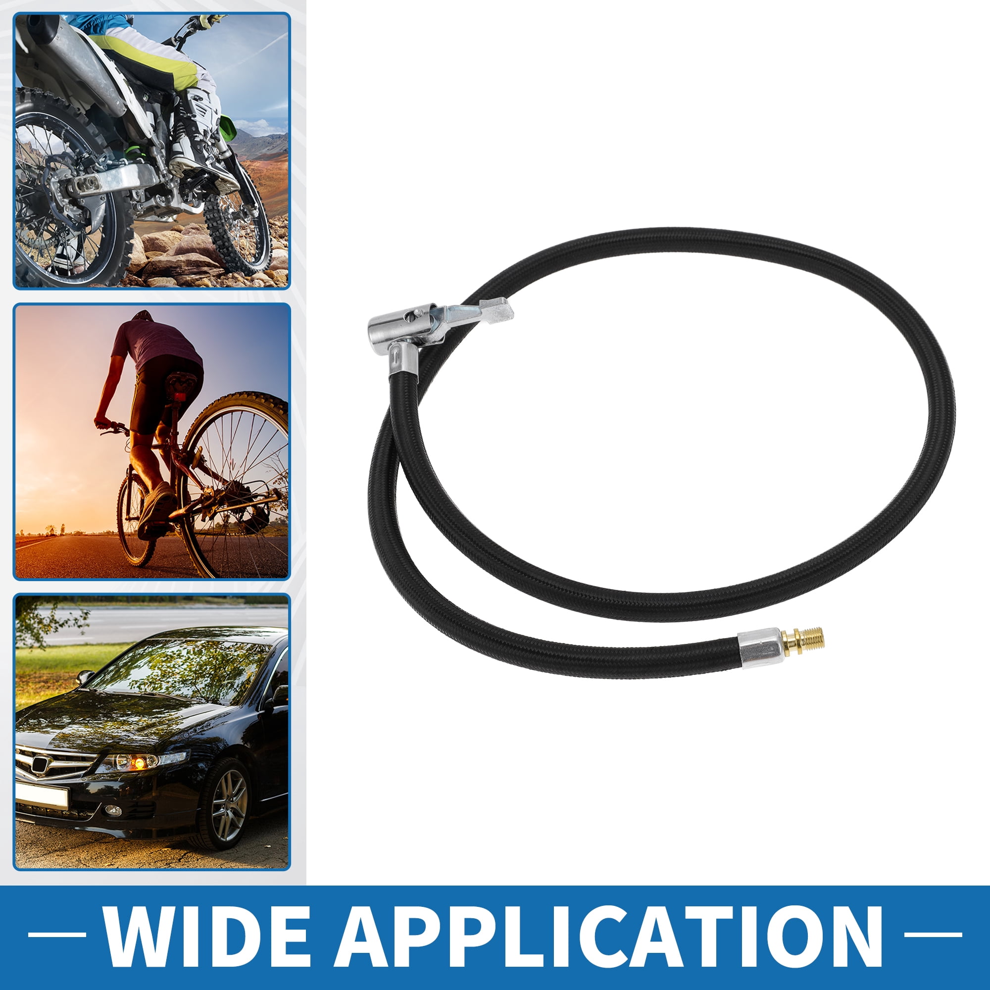 Unique Bargains Durable 35.43inch Tire Inflator Extension Tube with Thread Adapter Nylon