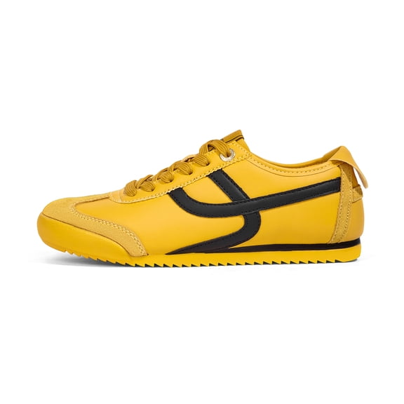 LUCKY STEP Retro Thin Sole Fashion Sneakers Casual Lightweight Walking Shoes,Yellow,Womens