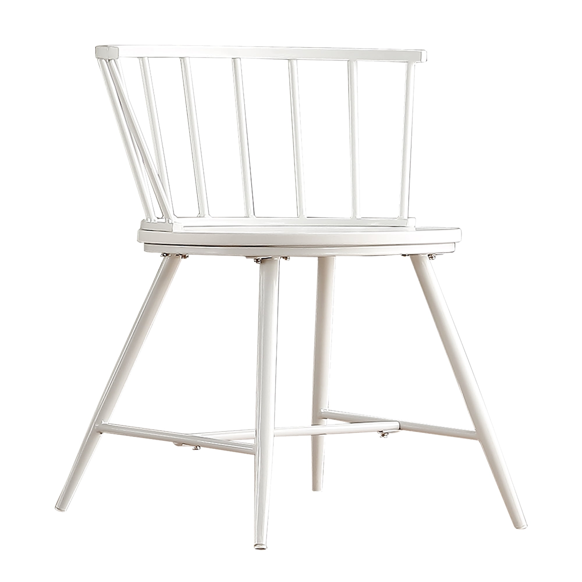 Weston Home Chelsea Low Back Metal and Wood Dining Chair, Set of 2, White