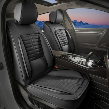 Jiamaoxin Car Seat Covers Fit for Jeep Patriot 2007-2017: 2PCS Front Seat Cover Waterproof Leather Vehicle Seat Cushion(2 Seats, Black)