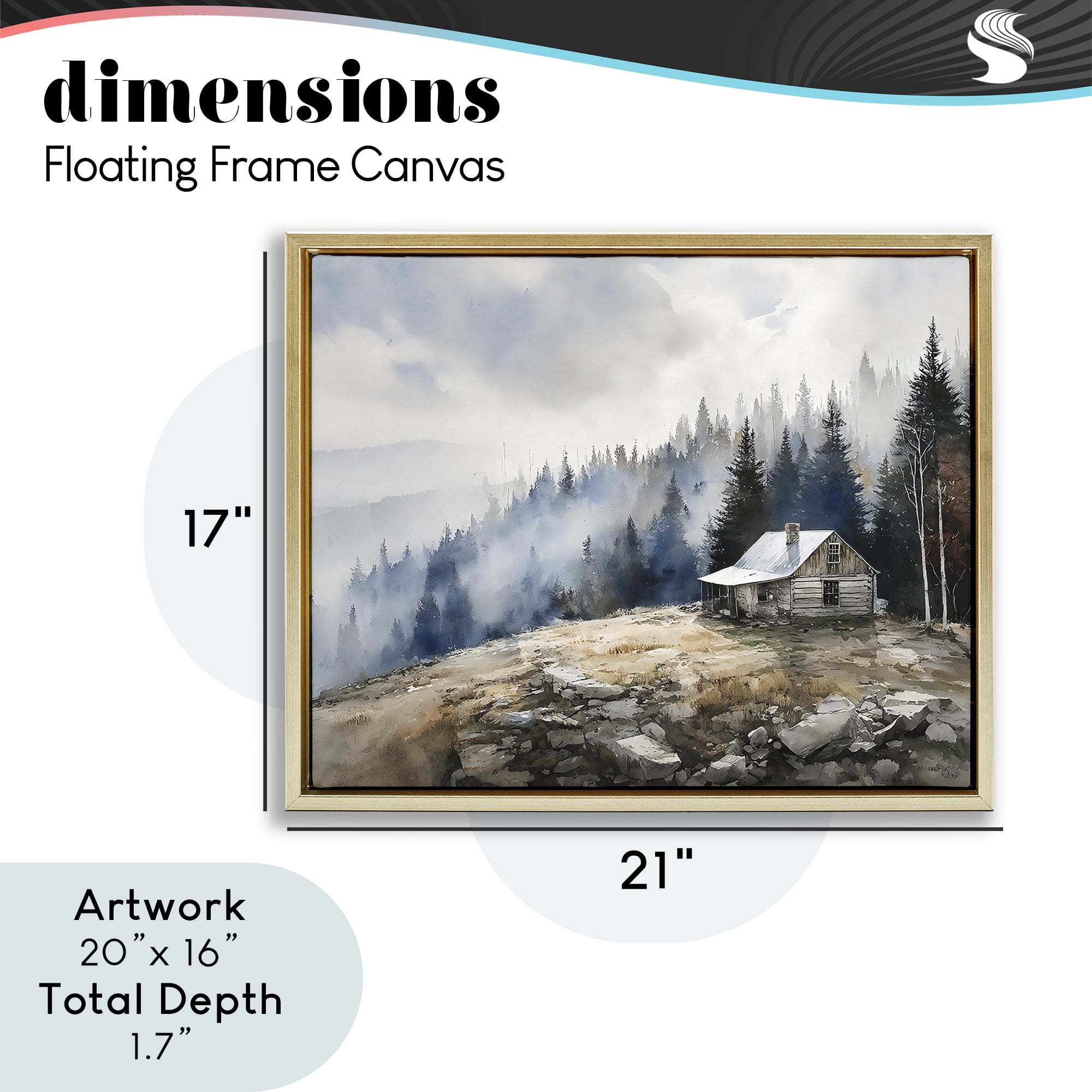 Stupell Industries Misty Cabin on Ridge Gold Framed Floater Canvas Wall Art, design by Franklyn Gregory