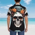 thumbnail image 4 of Honeii Flower Horn Skull Print Men’s Hawaiian Shirt,Classic Button-Down Short Sleeve Shirt, for Beach, Vacation, and Outdoor Activities,XX-Large, 4 of 7