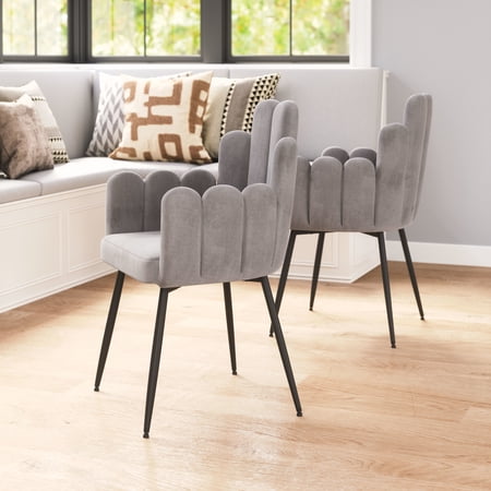 Noosa Dining Chair Gray Dining Chair Modern Style Soft and smooth velvet fabric Plywood Indoor Dining