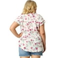 thumbnail image 5 of Unique Bargains Juniors' Plus Size Short Sleeve Floral Tiered Button Peplum Blouse 3X White, 5 of 7