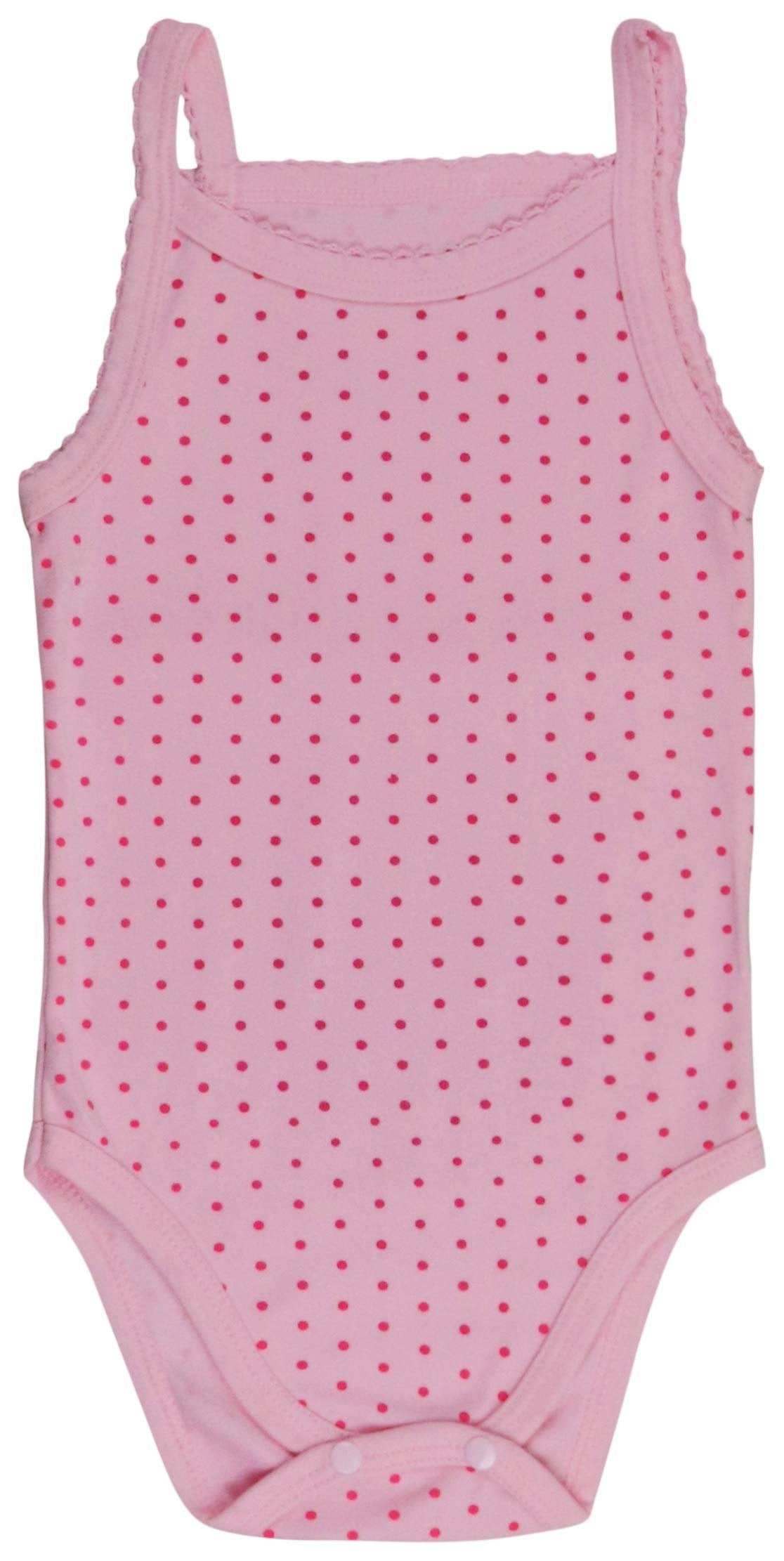 ToBeInStyle Girls' Pack of 4 Ultra-Soft Cotton Spaghetti Strap Baby Bodysuits w/ Ruffle Trim - Pastel Dots - 0-3 Months Old
