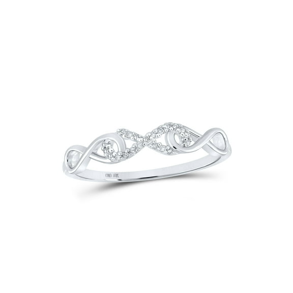10kt White Gold Womens Round Diamond Infinity Ring 1/20 Cttw