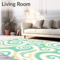 thumbnail image 2 of ODIKA 8'x10' Machine Washable Non-Slip Area Rug, Ocean Foam Swirl Design Complete Bathroom Kit with Hooks High Traffic Rug, Green, 707749, 2 of 7
