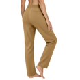 thumbnail image 6 of Gaukiv Womens Straight Pants High Rise Stretch Woven Casual Trousers Business Suit Pants Coffee 2XL, 6 of 6