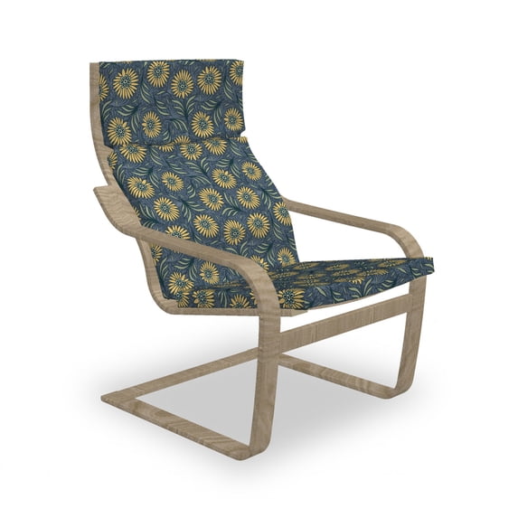 Floral Armchair Pad and Slipcover, Blooming Nature Pattern with Fresh Green Foliage Leaves Coming of the Spring Theme, 1 Piece Soft Cushion Replacement with Removable Cover, Multicolor, by Ambesonne