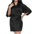 thumbnail image 1 of DPTALR Women Hot Fix Casual Solid Color Simulated Silk Home Clothing Robes, 1 of 6