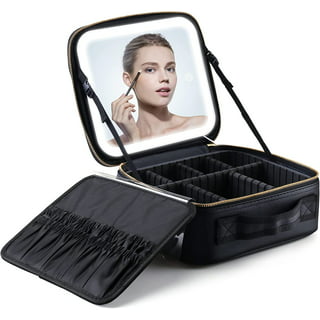 FASCINATE Makeup Bag with Light Up Mirror 3 Color Modes, Travel Cosmetic  Makeup Case Organizer with Adjustable Dividers for Women, Portable Luxury  Vegan Leather Train Case - Black : Beauty & Personal Care 
