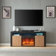 thumbnail image 5 of Lenexa 68" TV Console Table for TVs up to 75", Media Console Table Entertainment Center with RGB LED Lights and 2 Storage Cabinets, Black w/ Walnut Doors, 5 of 6