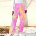 thumbnail image 2 of Simua Women's Tie-dye Printed Wide Leg Pants Elastic Waist Side Pocket Casual Trousers S-XXL Lounge & Outdoor Pants, 2 of 5