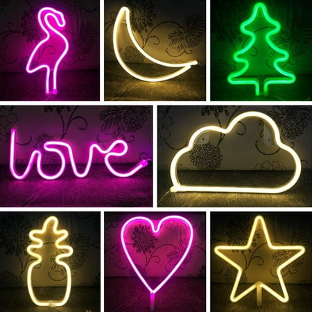 

Baiwo Energy-saving Hollow Flamingo Heart Pineapple Wedding Party Night Light Decor Neon Lamp
