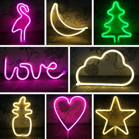 

WindC Energy-saving Hollow Flamingo Heart Pineapple Wedding Party Night Light Decor Neon Lamp