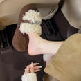 thumbnail image 6 of SYMSHOES Womens Fuzzy Platform Slippers - Rhinestone Embellished Open Toe Warm Curly Faux Faux Fur Slippers for Indoor Outdoor, Beige,Size 40, 6 of 6