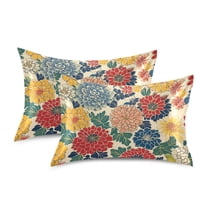 Yayeee Pillowcase Standard Size Set of 2 Satin Wrinkle Resistant Envelope Pillow Case, Vibrant Flowers Pattern