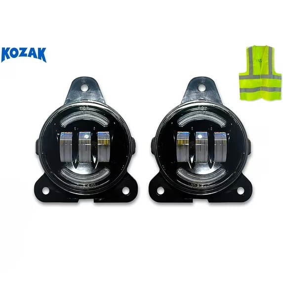 KOZAK Compatible with Volvo VNL VT 2018 Fog Lights Full LED Lamps Black Set OEM # A06-51909-000 A06-51909-001