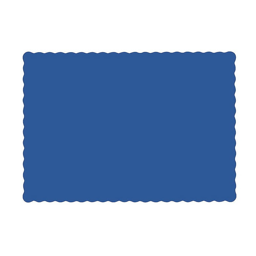 Hoffmaster Navy Blue Solid Color Scalloped Edge Placemats, 1000 count