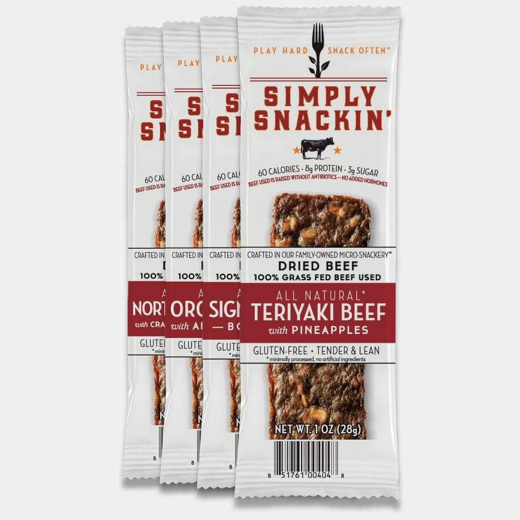 Simply Snackin' Beef Protein Snack - Variety Pack Sizes: 24-pc Variety Pack (96 Strips)