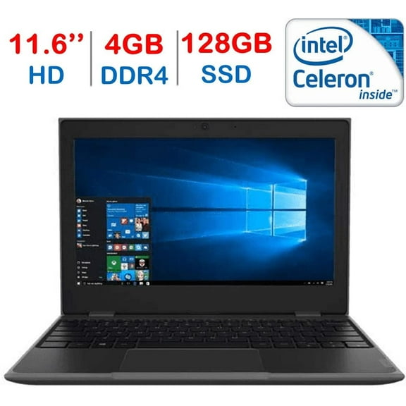 Lenovo 11.6" HD LED Anti-Glare HD Education Laptop, Intel Celeron N3450 Dual-Core up to 2.2GHz, 4GB DDR4, 128GB SSD, WiFi, Bluetooth, HDMI, HD Webcam, Windows 10 Professional w/ Mazery Mousepad