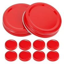Supvox 10Pcs Red Tinplate Canning Lids Airtight for Wide Mouth Jars