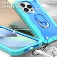 thumbnail image 5 of Dteck Case for iPhone 14 Pro 6.1-inch,Shockproof Rugged Rubber Armor 3-Layer Protection iPhone Case Hybrid Hard PC Back with Ring Holder Kickstand Cover,Green + Blue, 5 of 7
