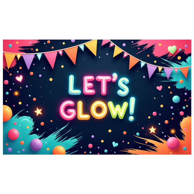 Neon Design Glow Banner Colorful Decoration Let's Glow Festival Sign for Party Celebration Event
