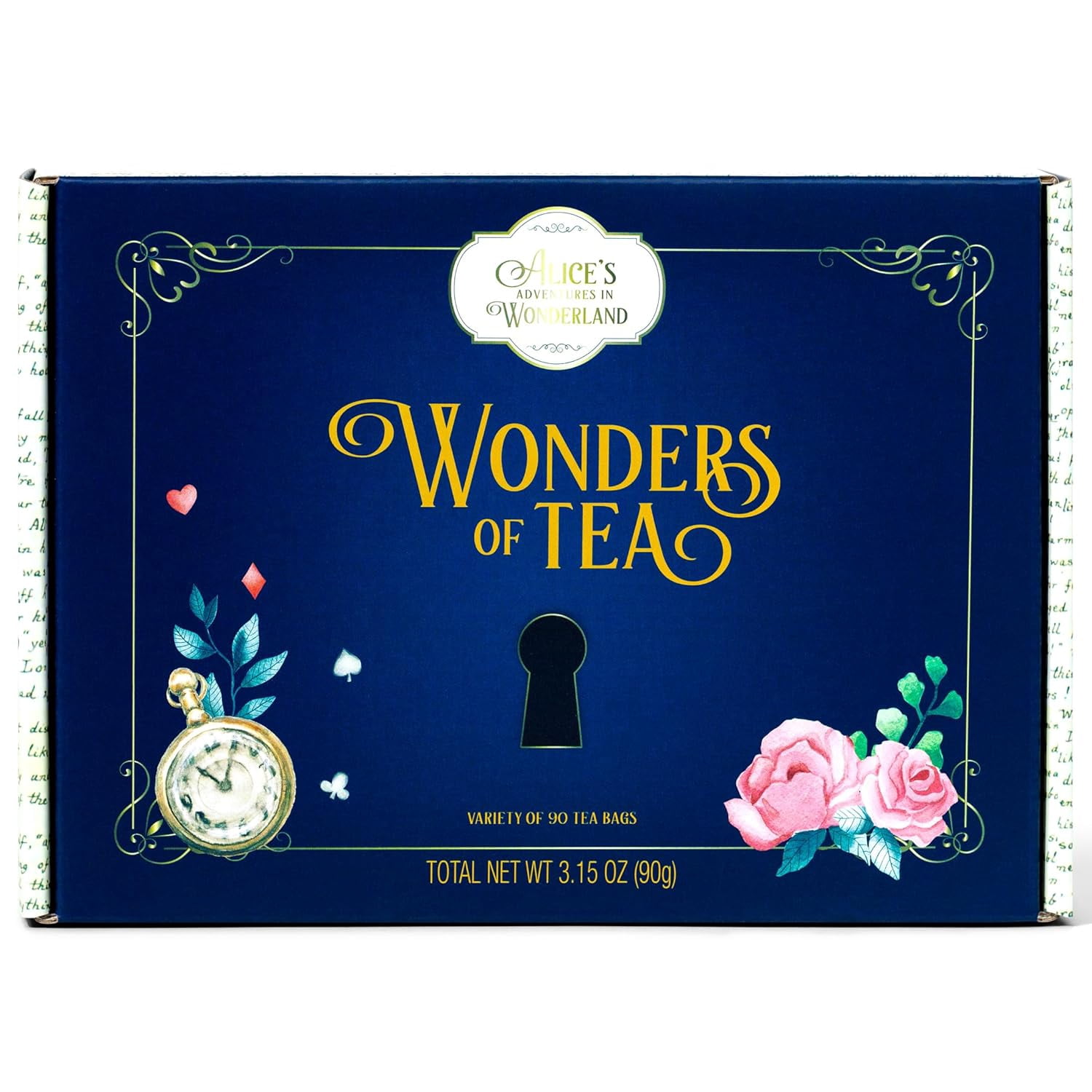 Thoughtfully Alice's Adventures, Wonder of Tea Assortment Gift Set, Includes Book Quotes and Illustrations and 90 Tea Bags in 6 Flavors