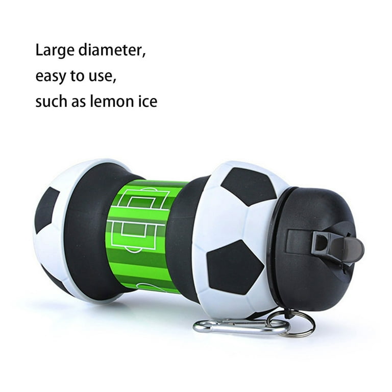 1 Liter Foldable Football Kids Water Bottles Portable Sports Water Bottle  Football Soccer Ball Shaped Water Bottl Silicone Cup