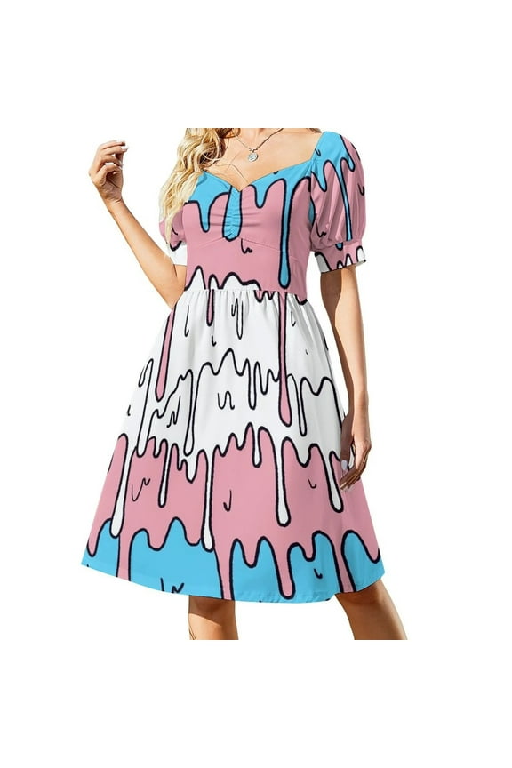 Pastel Kawaii Melting Trans Pride LGBTQ Design Dress women's clothing korea stylish Casual dresses