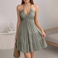 thumbnail image 4 of WERYOUNG Women’S Dresses Solid Color Halter Neck Backless Loose Maxi Dress Dinner Party Cozy Sundresses, 4 of 6