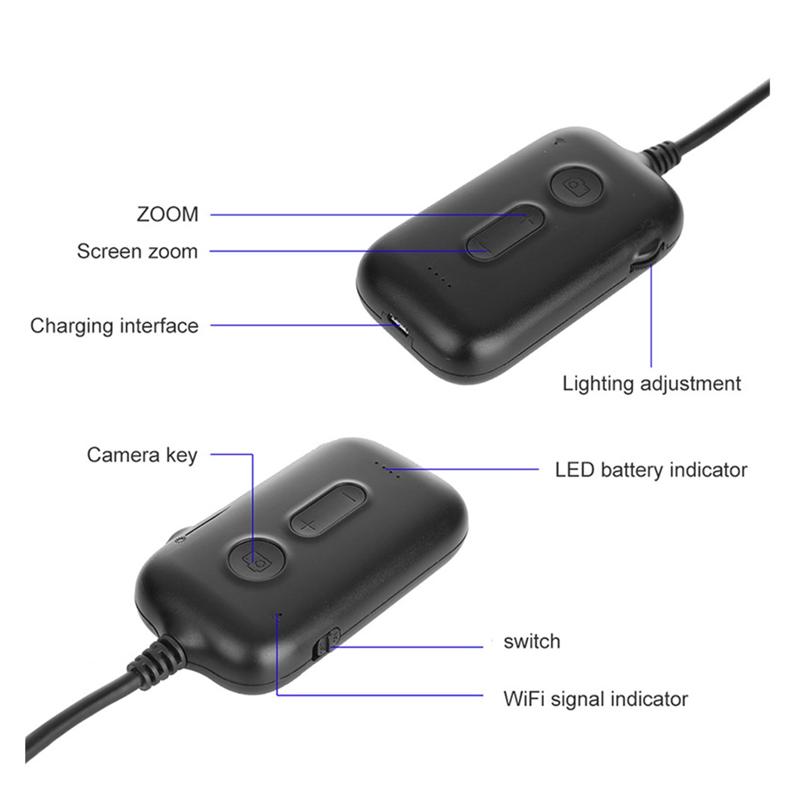3X Zoom 1920*1080 HD Wireless Inspection Camera 2.0MP 5.5mm WiFi Borescope Semi-Rigid Snake Camera ,Various Applicable