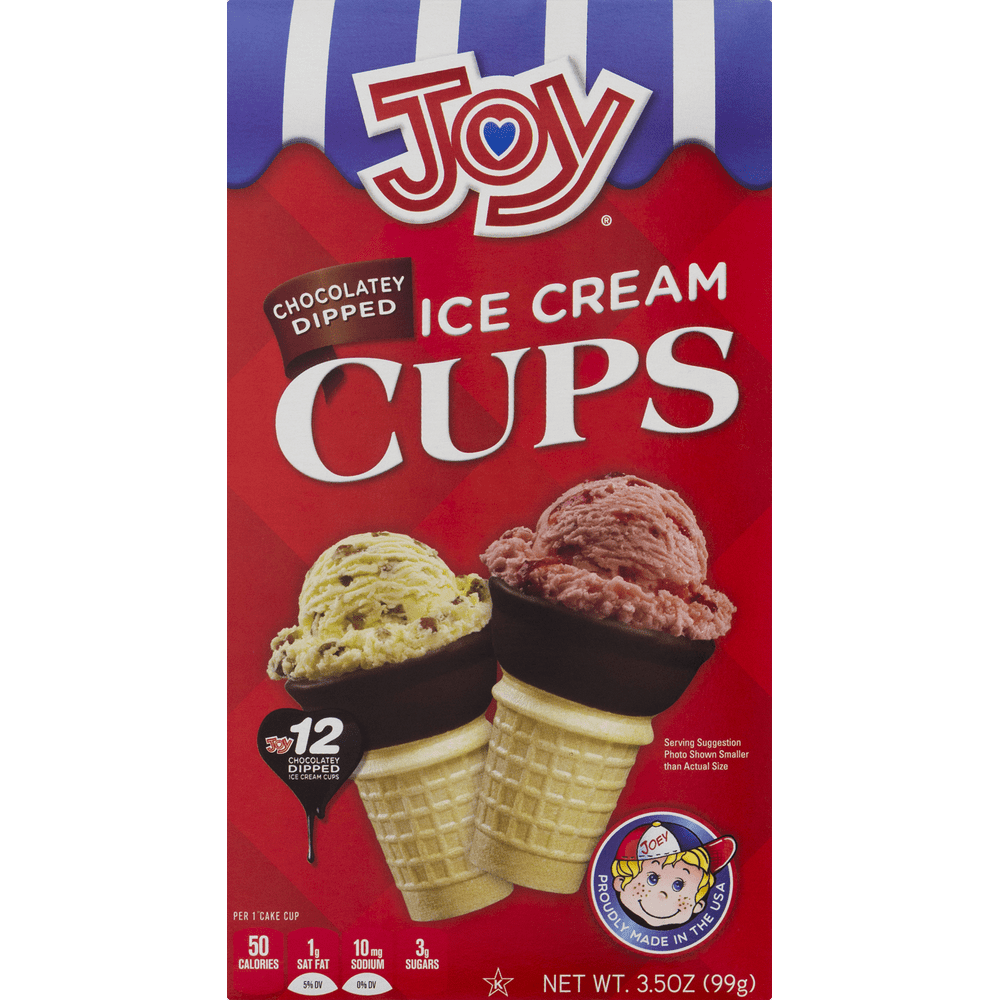 Joy Ice Cream Chocolately Dipped Cone Cups, 12 Count