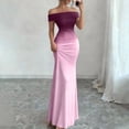 thumbnail image 2 of Laqbezok Women's Gradient Off-Shoulder Maxi Dress, French Chic Slim Fit Evening Gown, Ombre Ruched Mermaid Dress for Party Wedding, 2 of 6