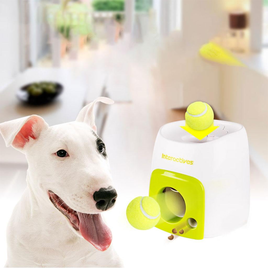 Runquan Automatic Tennis Ball Launcher Throwing Toys Enrichment Pet Dog Interactive Toys White 16x16x20cm