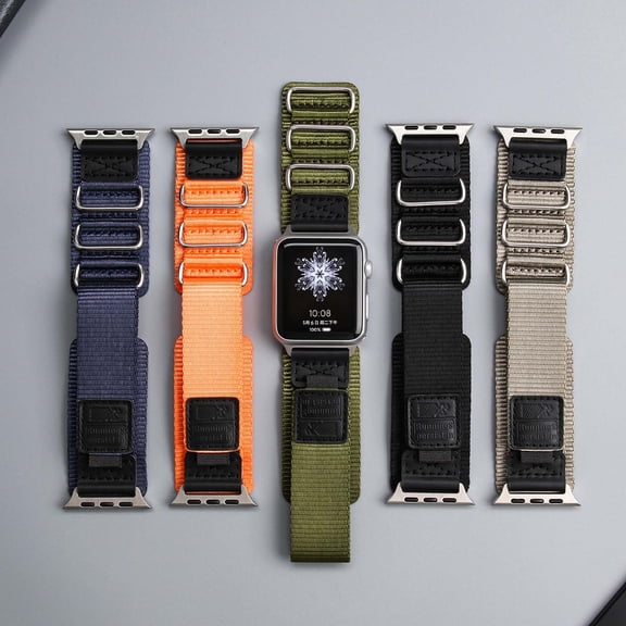 Sleektime Breathable Adjustable Nylon Band for 42/44/45/46/49mm Smartwatches, Soft Durable Replacement Strap, Secure Hook and Loop Sport Band for Daily Comfort & Active Use,Green