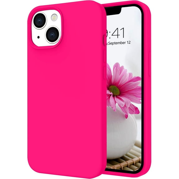 iPhone 14 Case, Liquid Silicone Soft Gel Rubber iPhone 14 Phone Case Slim Thin Phone Case with Microfiber Lining Shockproof Protective Phone Cases Cover for 6.1 inch iPhone 14,Hot Pink