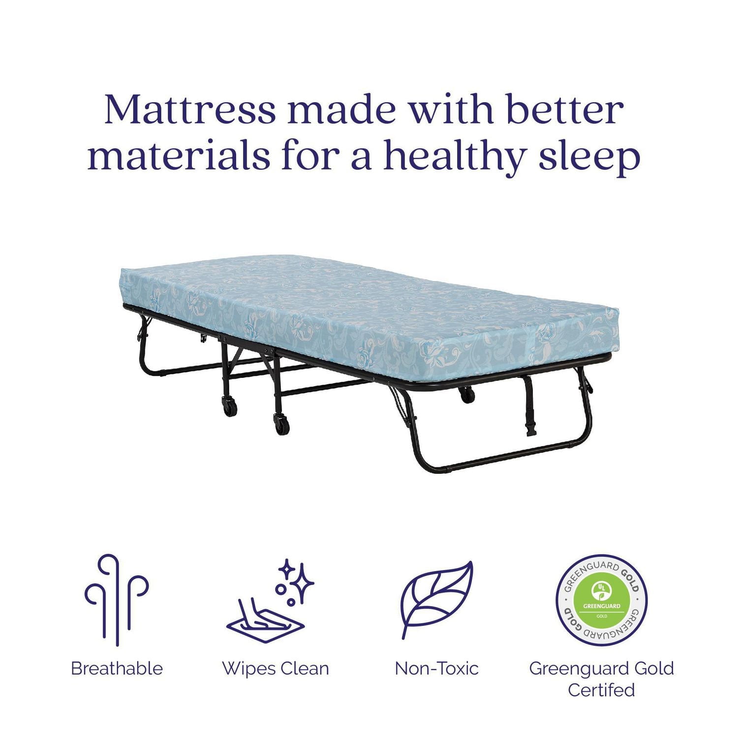 Cadre de lit pliant en métal avec matelas imprimé floral de 5 po pour invité de Signature Sleep lit pliant pour invité