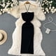 thumbnail image 4 of YuooMuoo elegante moda Sexy paquete caderas Split vestido de verano de punto mujeres ajustado elástico ceñido vestido de fiesta ropa de calle trajes, 4 of 4