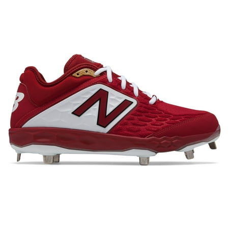 New Balance Low-Cut 3000v4 Metal Baseball Cleat Mens Shoes Red with White