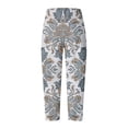 thumbnail image 4 of Taqqpue Womens Linen Pants Loose Floral Prirted Elastic High Waisted Wide Leg Pants Baggy Lounge Pant Comfy Soft Trousers Resort Wear Relaxed Fit Straight Leg Crop Trousers with Pockets, 4 of 5