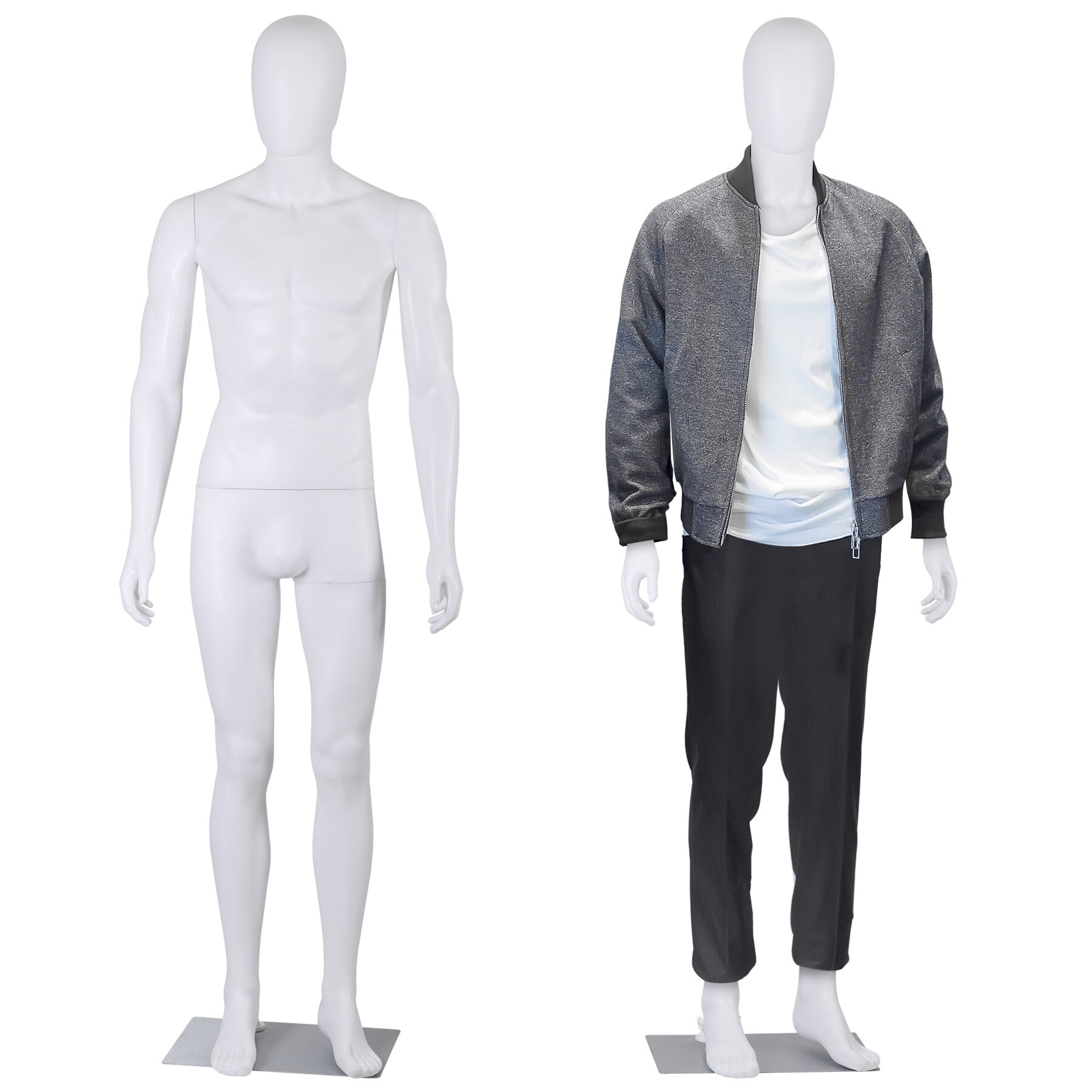 ZENY 73" Full-Body Male Mannequin with Adjustable Metal Base, White, 73.62", New